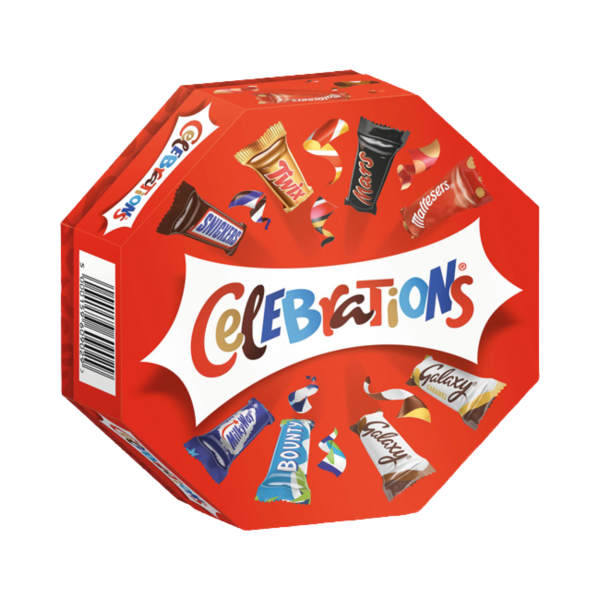Celebrations Schokolade Mix, Twix, Milky Way, Snickers, Mars, 173g Produktbild, Vorderseite der Verpackung